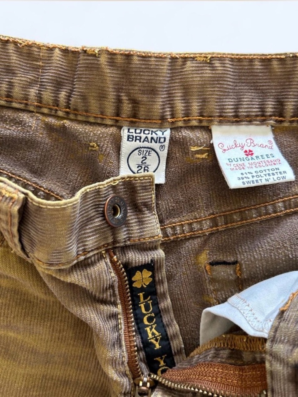 Lucky Brand Brown Corduroy Pants Flare Vintage Wash Size 26” - Picture 8 of 8
